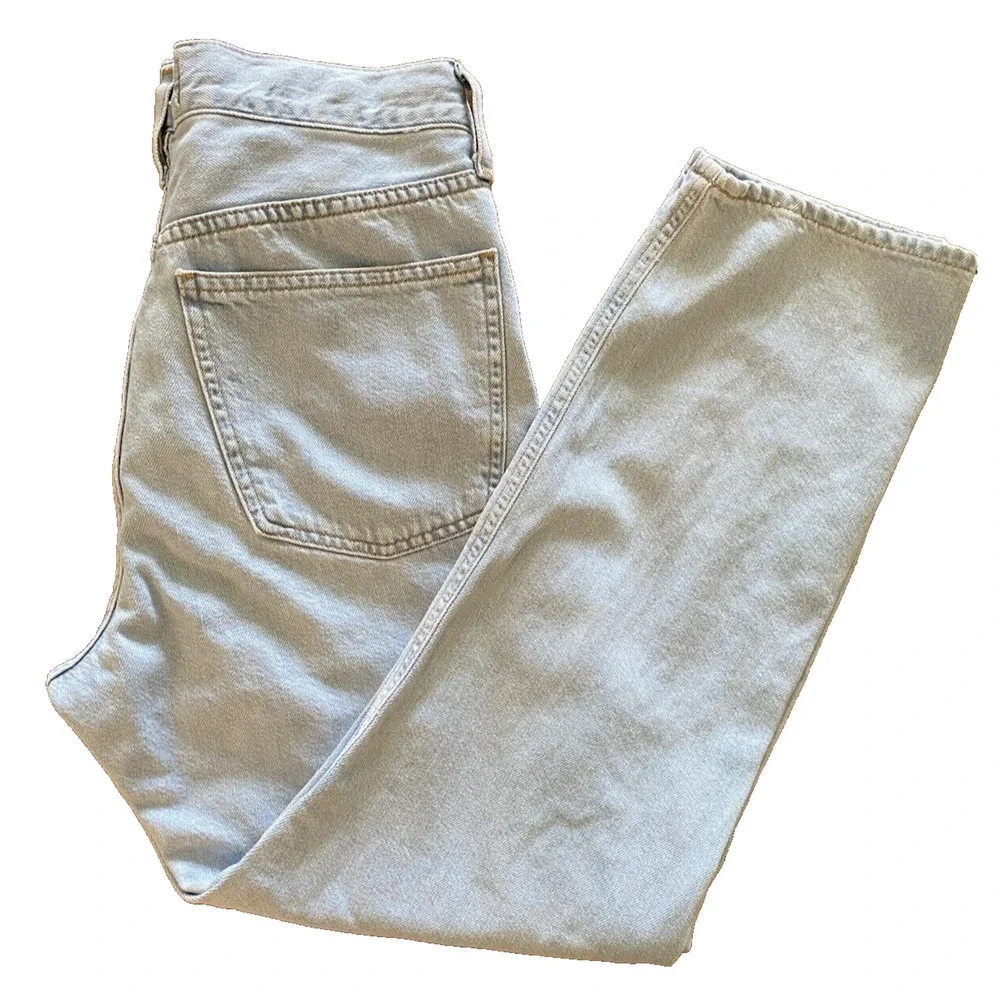 AGOLDE PARKER Jeans Button Fly Straight Cropped Relaxed Pivot Light Wash 25